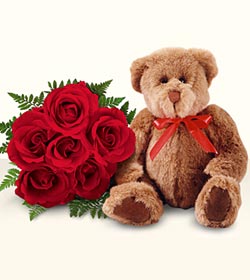  Ulus Ankara kaliteli taze ve ucuz �i�ekler  5 g�l ve orta boy ayicik