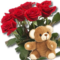 11 adet g�l ve ayicik buket  