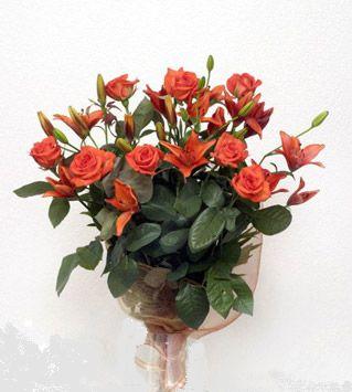 9 adet g�l ve 3 adet lilyum �i�egi buketi   Ulus Ankara g�venli kaliteli h�zl� �i�ek 