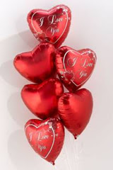  6 adet kirmizi folyo kalp u�an balon buketi
