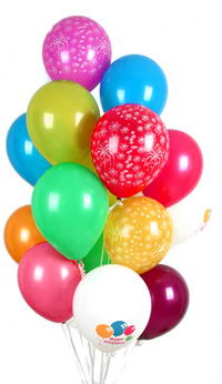  30 adet u�an balon buketi demeti renkli