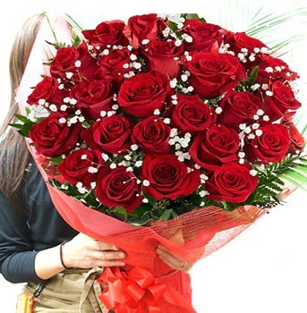 K�z isteme �i�e�i buketi 33 adet k�rm�z� g�l 