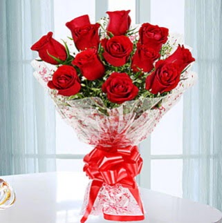 11 adet k�rm�z� g�lden g�rsel ��k buket 