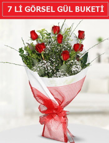 7 adet k�rm�z� g�l buketi A�k budur 