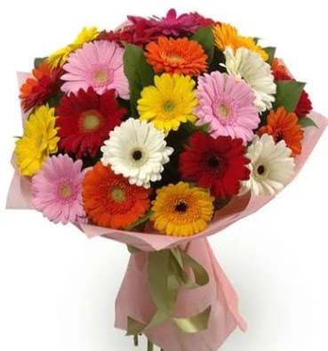 Kar���k b�y�k boy gerbera �i�ek buketi 