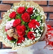 7 adet kırmızı gül 2 adet 10 cm ayı buketi  Ulus Ankara çiçek mağazası , çiçekçi adresleri 