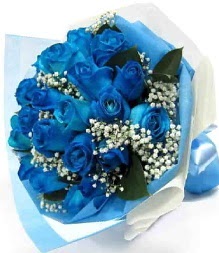 15 adet mavi gülden şahane eşsiz buket  Ulus Ankara online çiçekçi , çiçek siparişi 