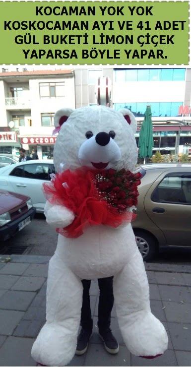 Koskocaman beyaz ayı ve 25 adet gül  Ulus Ankara anneler günü çiçek yolla 
